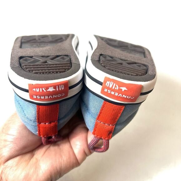 Converse All Star Kids Infant 7 Light Blue Canvas Sneakers Shoes Slip On Low Top - Picture 8 of 12